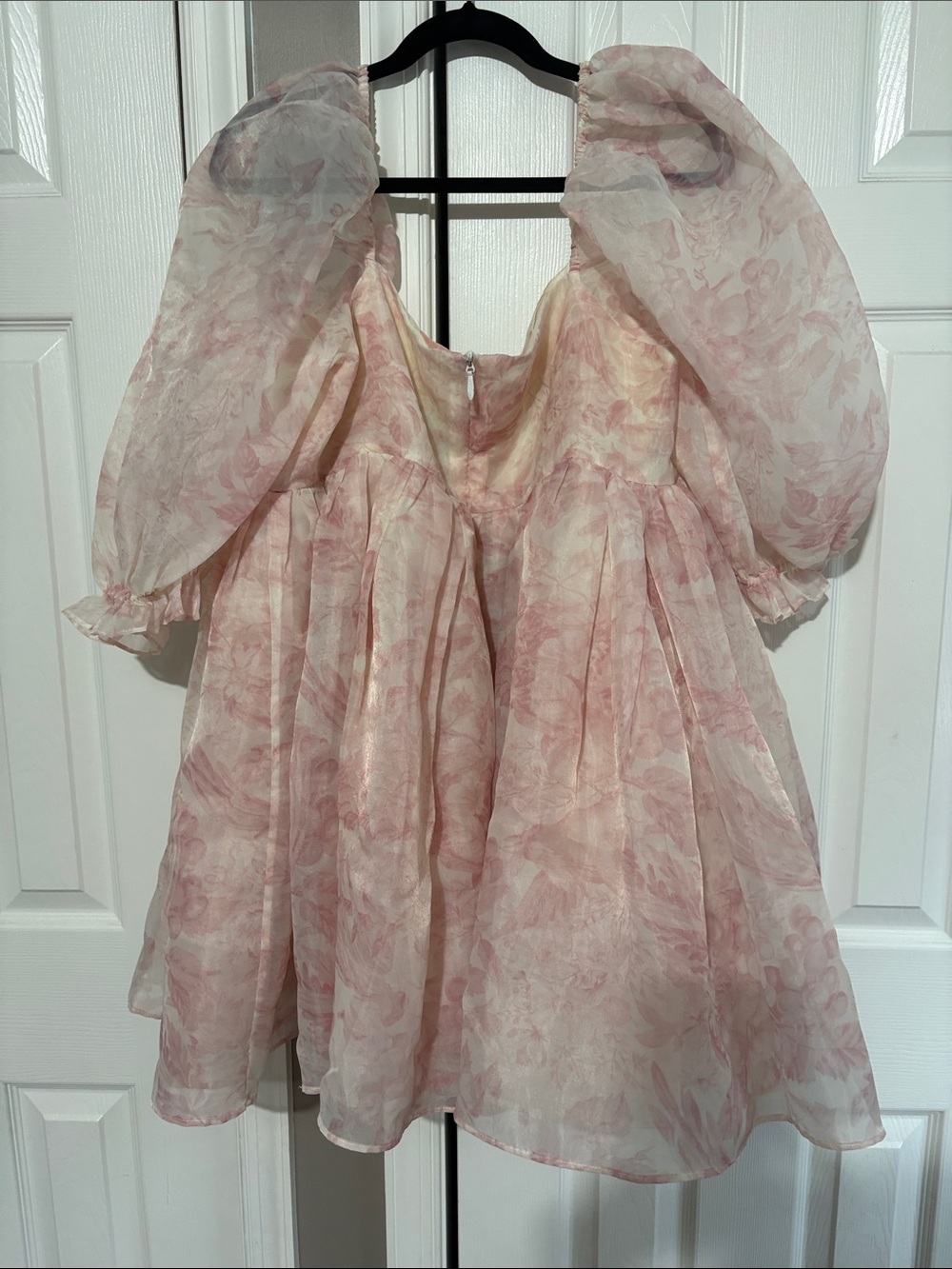 Selkie Sheer Pink Floral Puff Sleeve Dress - Picture 3 of 9